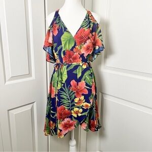 Privacy Please x Revolve Delta Tropical Floral Wrap Dress - Small